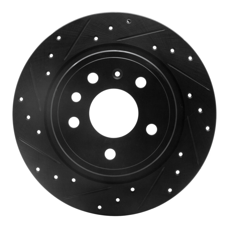 Saab 9-5 Brake Rotor (1) - Rear Left - R1 Concepts - Drilled & Slotted - Black - `99-`10